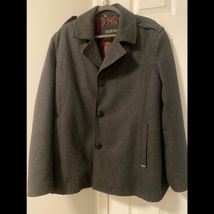 Guess mens gray pea coat